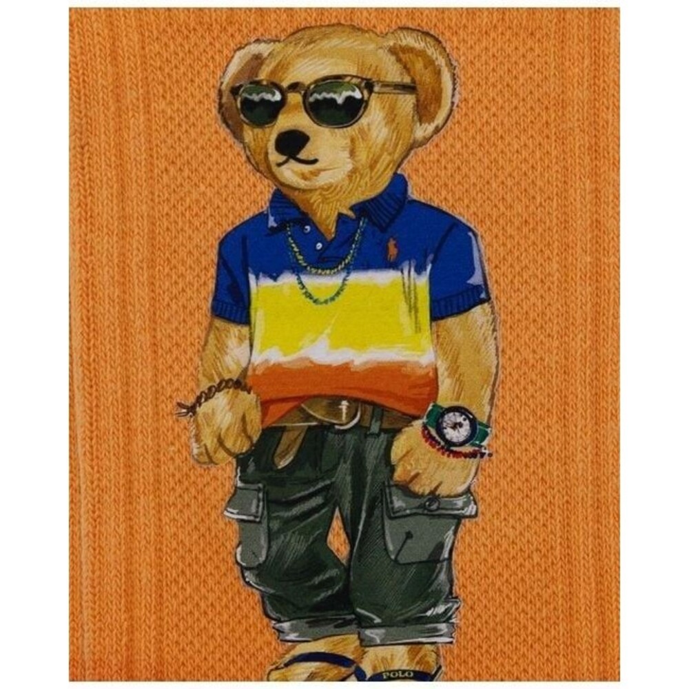 NWT Polo Ralph Lauren Men's Socks 10-13 POLO BEAR HUGE GRAPHIC dip dye Crew - Picture 2 of 5